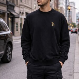 OVO October’s Very Own Black Crewneck Sweatshirt Gold Owl Logo | Size L